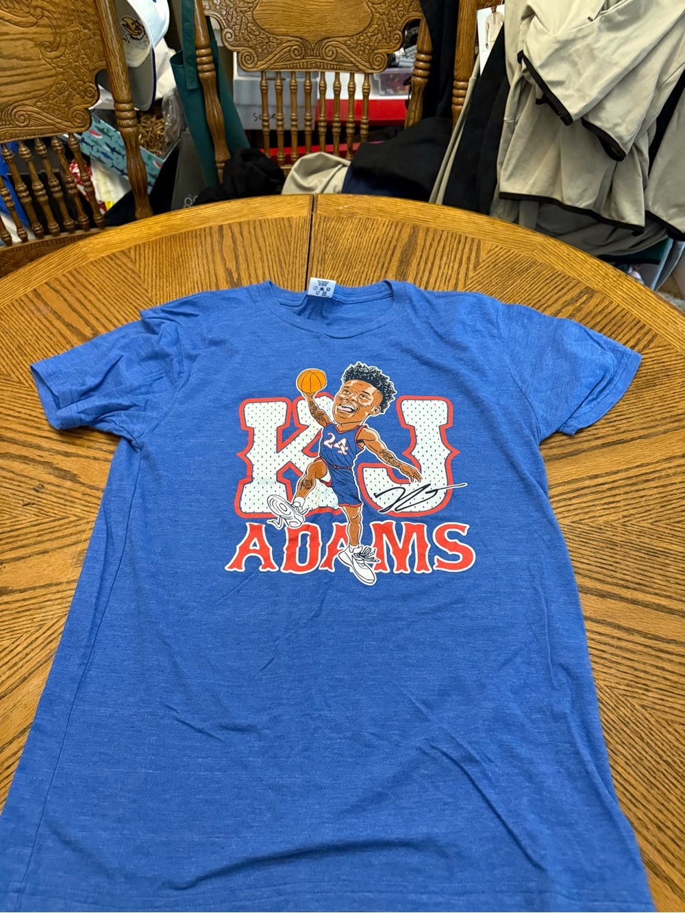 Charlie Hustle KU Jayhawks KJ Adams Unisex Blue Tee - L